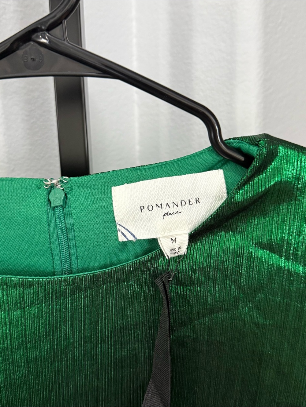Tuckernuck Pomander Place Emerald Crinkle Lurex Lillith Dress Size Medium NEW - Picture 5 of 7